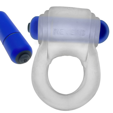 Hunkyjunk REVRING Vibe Cockring — Clear Ice with Blue Bullet - HUJ-134-CLRICE