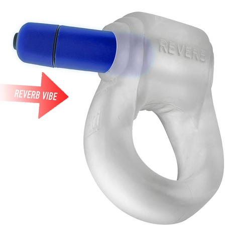 Hunkyjunk REVRING Vibe Cockring — Clear Ice with Blue Bullet - HUJ-134-CLRICE