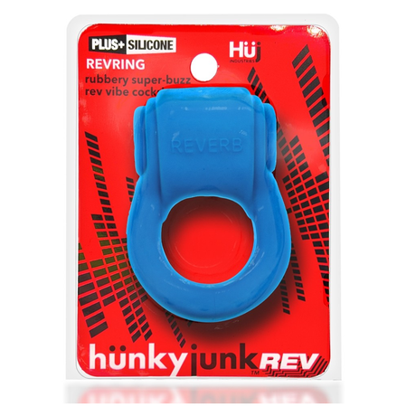 Hunkyjunk Revring Plus+SILICONE Cock Ring with Vibe — Teal Ice - HUJ1479