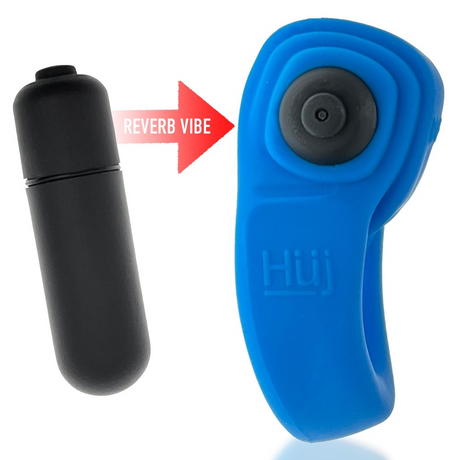 Hunkyjunk Revring Plus+SILICONE Cock Ring with Vibe — Teal Ice - HUJ1479