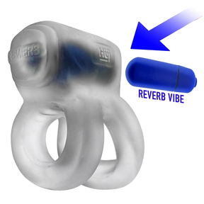 Hunkyjunk Revhammer Shaft Vibe Ring — Clear Ice with Blue Vibe - HUJ-135-CLRICE