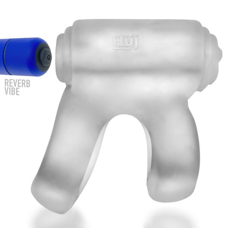 Hunkyjunk Revhammer Shaft Vibe Ring — Clear Ice with Blue Vibe - HUJ-135-CLRICE