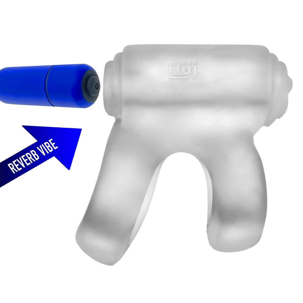 Hunkyjunk Revhammer Shaft Vibe Ring — Clear Ice with Blue Vibe - HUJ-135-CLRICE