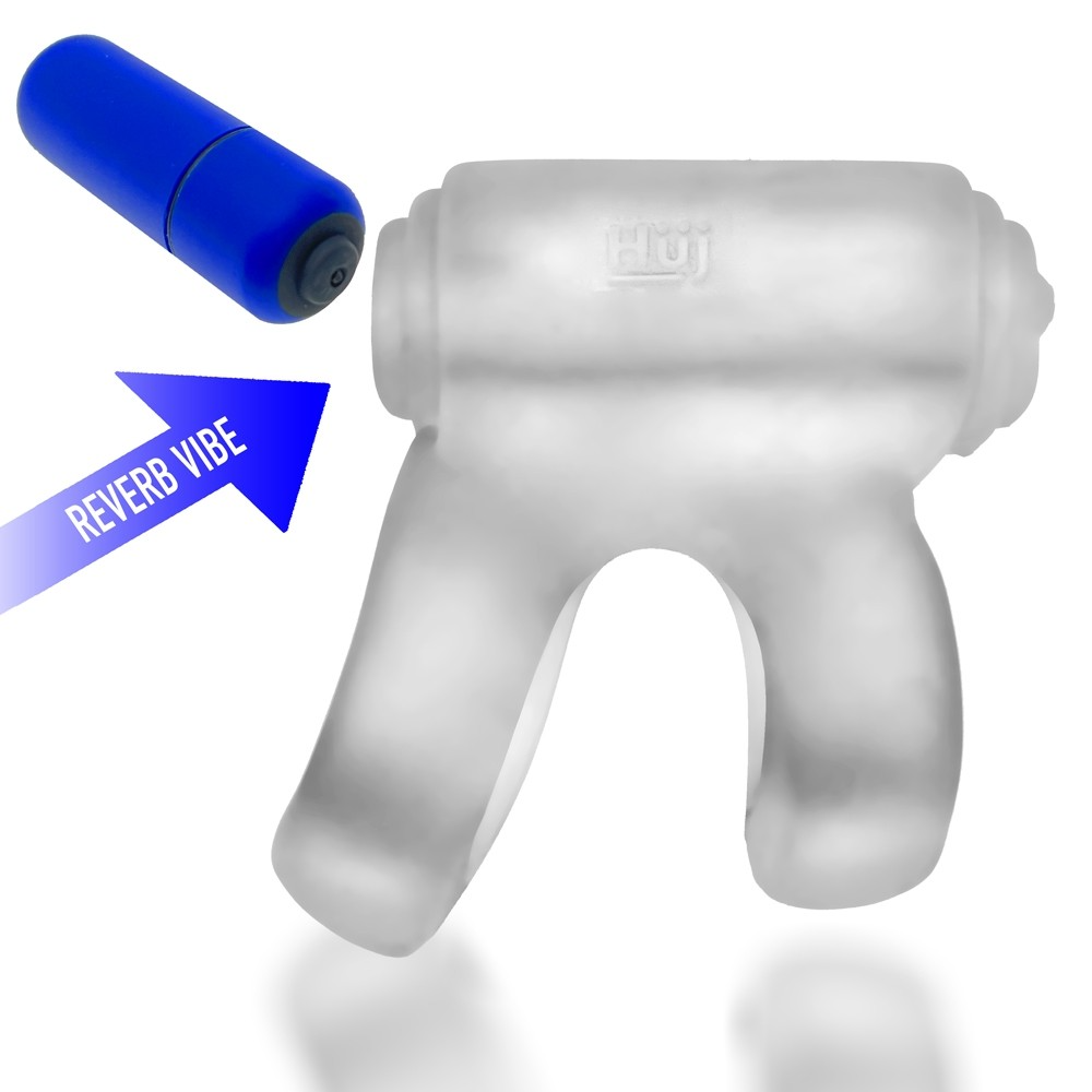 Hunkyjunk Revhammer Shaft Vibe Ring — Clear Ice with Blue Vibe - HUJ-135-CLRICE