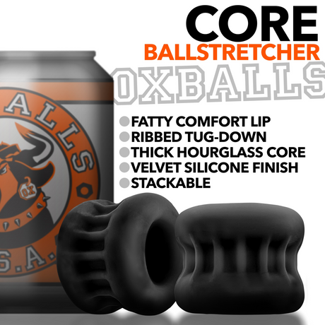 OXBALLS CORE Ballstretcher — Extra-Soft Plus+SILICONE, Black Ice - OX-3092-BLKICE