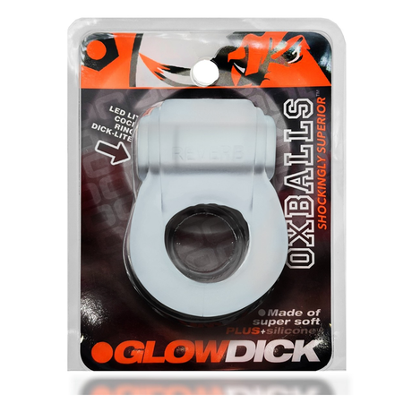 OXBALLS GlowDick LED Cockring — Clear Ice, Plus+SILICONE™ - OX-3095-CLRICE