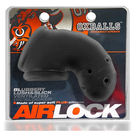 OXBALLS AIRLOCK Air‑Lite Vented Chastity Cage — Black Ice - OX-3086-BLKICE