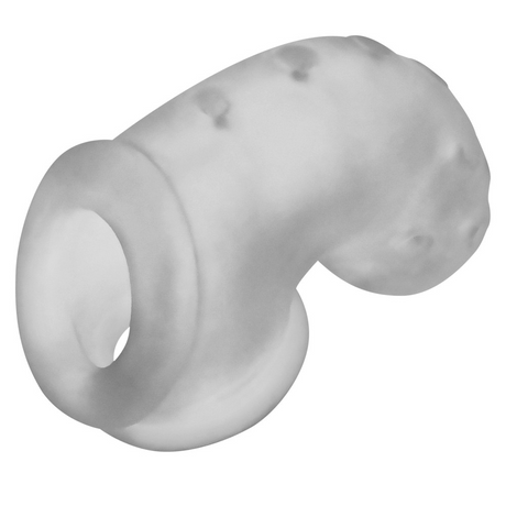 OXBALLS Airlock Sling Chastity Cage — Clear Ice, 4.5in - OX-3086-CLRICE