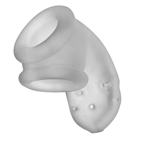 OXBALLS Airlock Sling Chastity Cage — Clear Ice, 4.5in - OX-3086-CLRICE