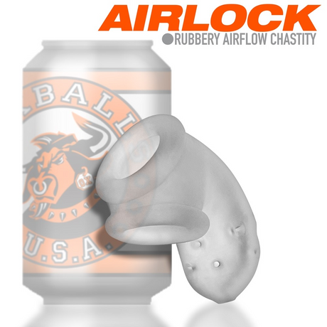 OXBALLS Airlock Sling Chastity Cage — Clear Ice, 4.5in - OX-3086-CLRICE