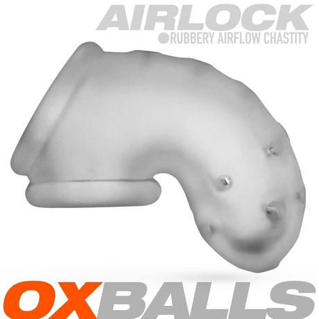 OXBALLS Airlock Sling Chastity Cage — Clear Ice, 4.5in - OX-3086-CLRICE