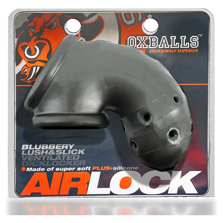 OXBALLS Airlock Air-Lite Vented Chastity Cage, Steel, 4.5" - OX2858
