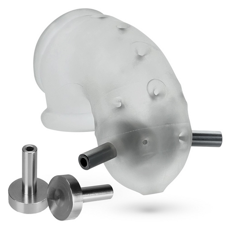 OXBALLS Airlock Electro Vented Chastity Cage — Clear Ice, 4.5 in - OX-3086-ELEC
