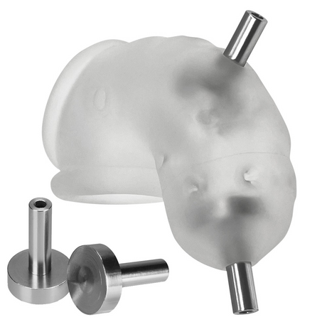OXBALLS Airlock Electro Vented Chastity Cage — Clear Ice, 4.5 in - OX-3086-ELEC