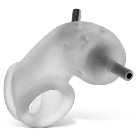 OXBALLS Airlock Electro Vented Chastity Cage — Clear Ice, 4.5 in - OX-3086-ELEC