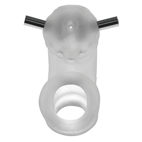 OXBALLS Airlock Electro Vented Chastity Cage — Clear Ice, 4.5 in - OX-3086-ELEC