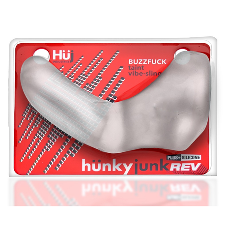 Hunkyjunk Buzz Sling with Taint Vibe — Clear Ice - HUJ-138-CLRICE