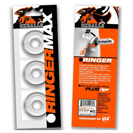 OXBALLS Ringer Max 3-Pack — Clear Stretch Rings - OX-3200-CLR