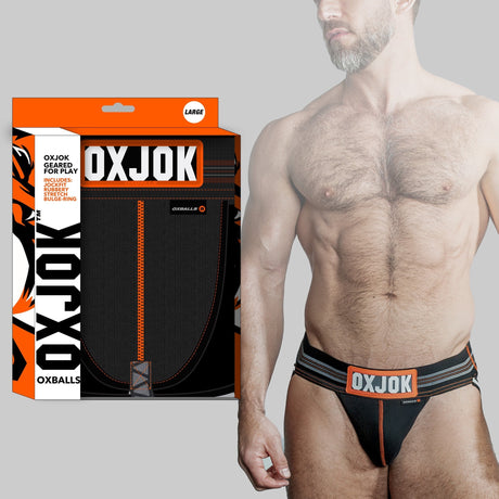 OXBALLS Slingjock Slider-Strap Jock — Small, Black Iron - OX-JOK-1000-BLK-S