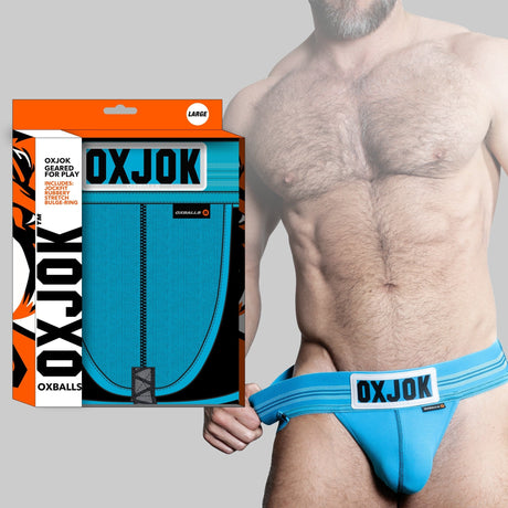 OXBALLS Slingjock Slider-Strap Jock — Pool, Large - OX-JOK-1000-POL-L