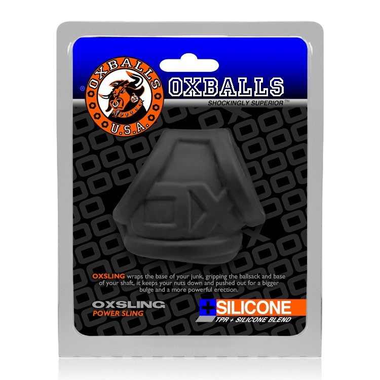 OXBALLS OXSLING Cocksling, PLUS+SILICONE — Black Ice - OX-S3026-BLK