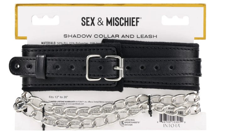Sportsheets Shadow Collar & Detachable Leash — Black - SS10301