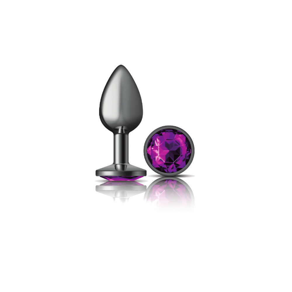 Viben Gunmetal Metal Anal Plug — Small with Purple Gem - VB-CC9123