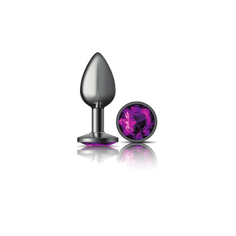 Viben Gunmetal Metal Anal Plug — Small with Purple Gem - VB-CC9123