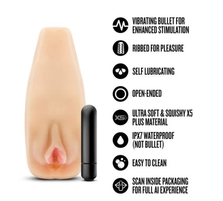 Blush Enlust Sabrina Male Masturbator with Vibrating Bullet — Beige, 7 in - BL-72723