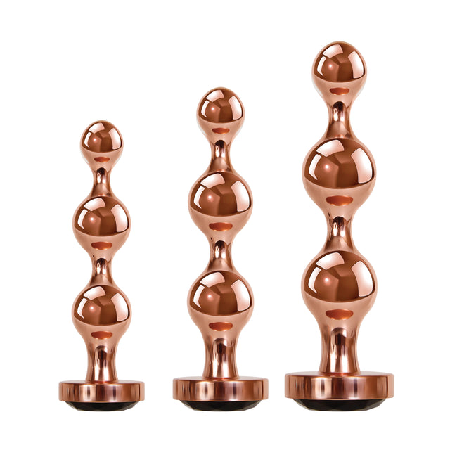 Evolved Novelties Gold Digger Rose Gold 3-Piece Metal Anal Plug Set - GX-BP-9154-2