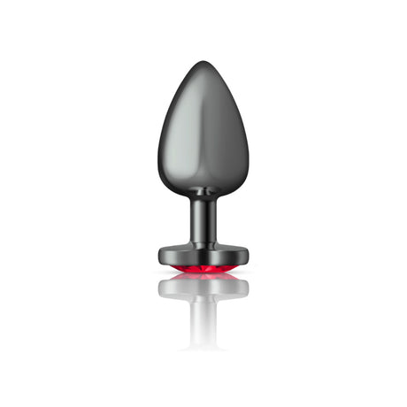 Deep Red Heart Gem Gunmetal Metal Plug - Lg
