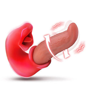 XR Brands Lusty Licker Kissing & Licking Tongue Vibrator, Red - LG-AH858