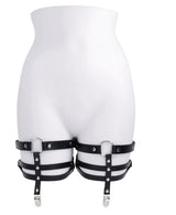Sportsheets Shadow Garters — Black Faux Leather O-Ring Garters - SS10310