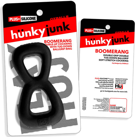 Boomerang Double-Ring Cockring & Nut-Tugger Black
