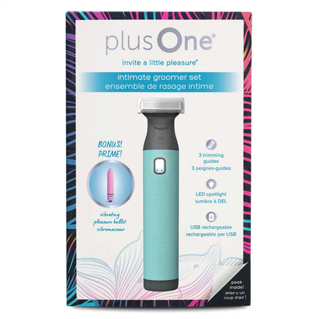 plusOne Intimate Groomer Set — 3-Blade Trimmer with LED & Bonus Bullet - PO6726