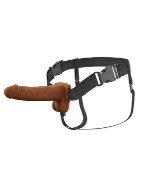 Pipedream Fantasy X-Tensions 7in Vibrating Hollow Silicone Strap-On, Brown - PD4171-29