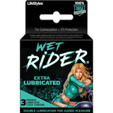 Paradise Marketing Wet Rider Extra Lubricated Condoms — 3 Pack - LS9856