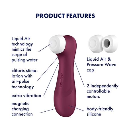 Satisfyer Pro 2 Generation 3 Clitoral Stimulator, Wine Red - SAT-J2018-U2-9A-1