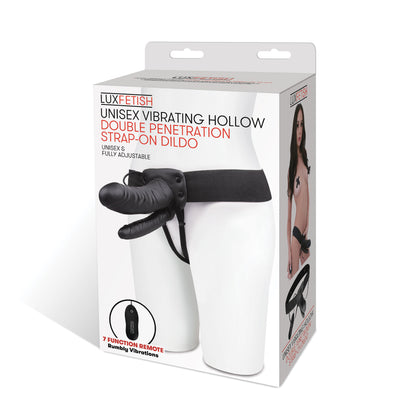 Lux Fetish Unisex Vibrating Hollow Double Penetration Strap-on Dildo by Electric Novelties