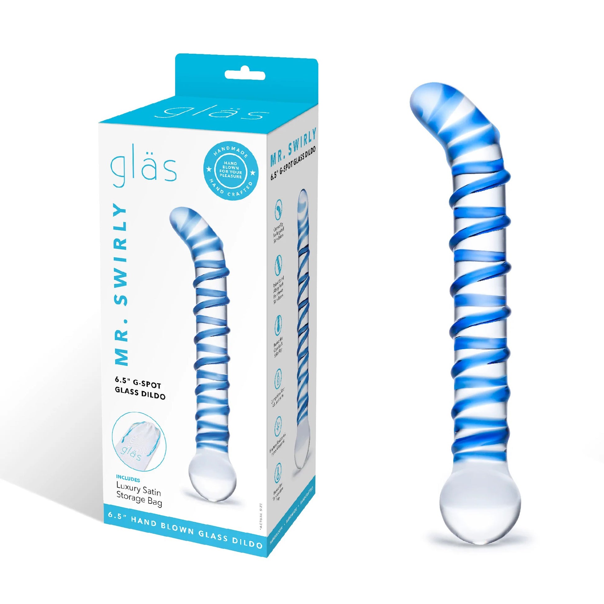 Mr. Swirly 6.5 Inch G-Spot Glass Dildo by Electric Novelties