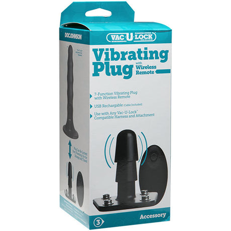 Doc Johnson Vac-U-Lock Vibrating Plug with Wireless Remote, Black - DJ1010-50-BX