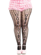 Leg Avenue Plus Sweetheart Striped Tights, 1X–2X, Black/Pink - LA-9733XBPK1X2