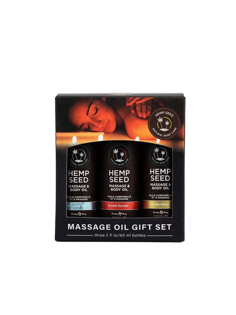 "Hemp Seed Summer Massage Oil Trio Gift Set - 3  Trio Gift Set - 3 Pack - 2 Oz Bottles EB-MASG223"