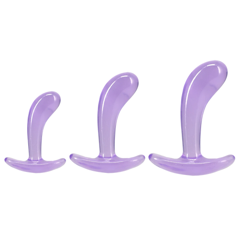 Doc Johnson Crystal Jellies Curved Anal Trainer Set — 3 Sizes, Purple - DJ0289-69-CD