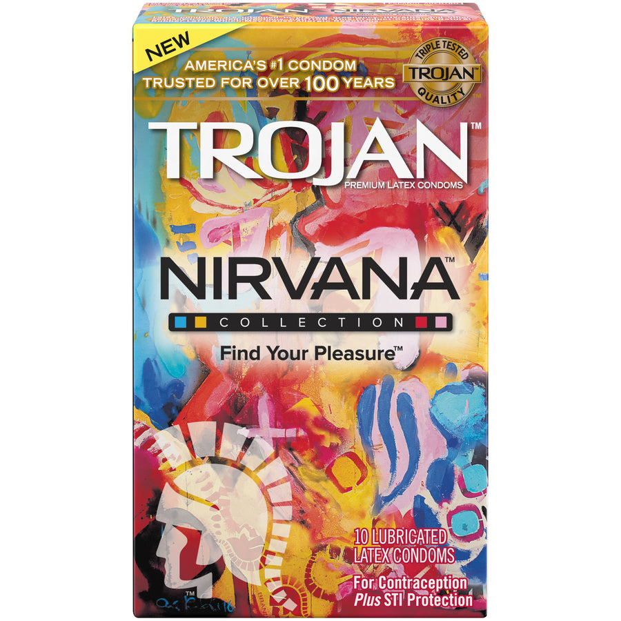 Paradise Marketing Trojan Nirvana Assorted Lubricated Latex Condoms — 10 Pack - TJ02019