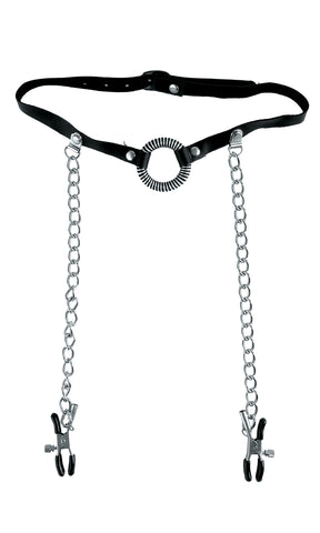 Pipedream Fetish Fantasy O-Ring Gag with Nipple Clamps - PD3845-23