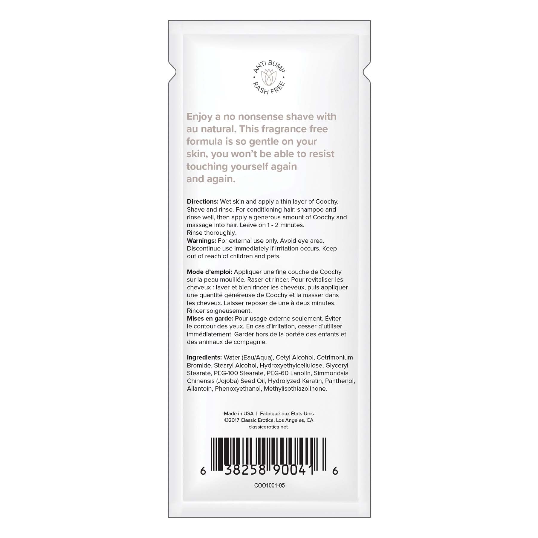 Coochy Shave Cream - Au Natural - 15 ml Foils 24 Count Display by Classic Brands