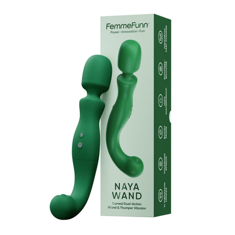 Femme Funn Naya Wand Vibrator — Dark Green, 11 Modes, 3.7" Insertable - FF-1058-17