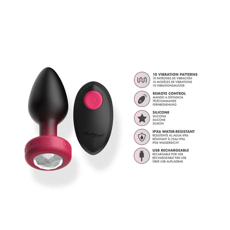 Viben Eluxe Vibrating Anal Plug — Ruby Ombr, Medium, Remote - VB-CC9155