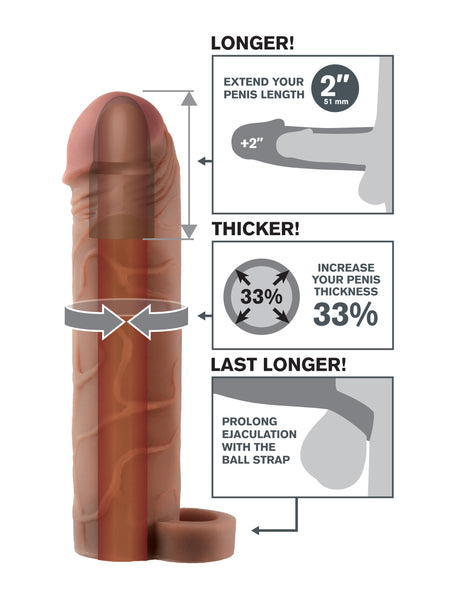 Fantasy X-Tensions Perfect 2-Inch Extension With Ball Strap - Brown by Pipedream
